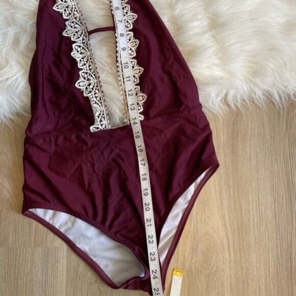 Shein Burgundy One Piece Bathing Suit - Picture 6 of 7